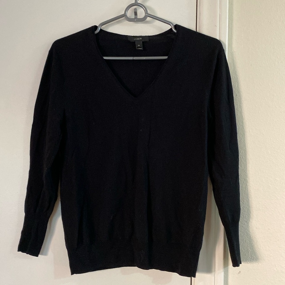 J Crew black V neck sweater
